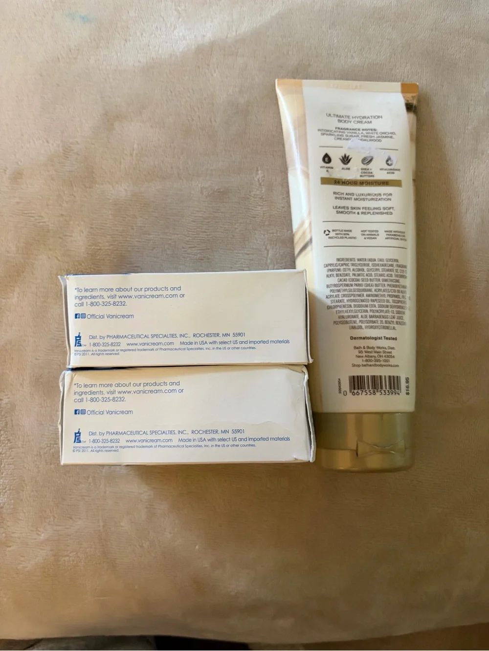 Bath & Body Works Ultimate Hydration Body Cream & 2 Vanicream Cleansing Bars